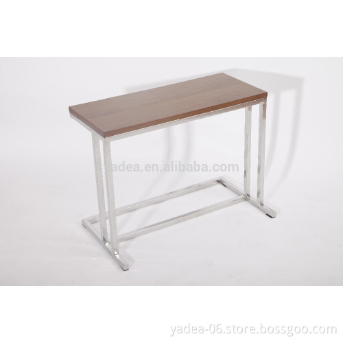 MDF in veneer finish chromed steel base modern coffee table and end tables